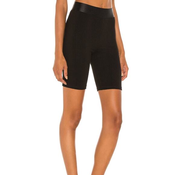 The Range Black Ribbed Biker Shorts MEDIUM Silky Slimming Compression $118 - Picture 2 of 9